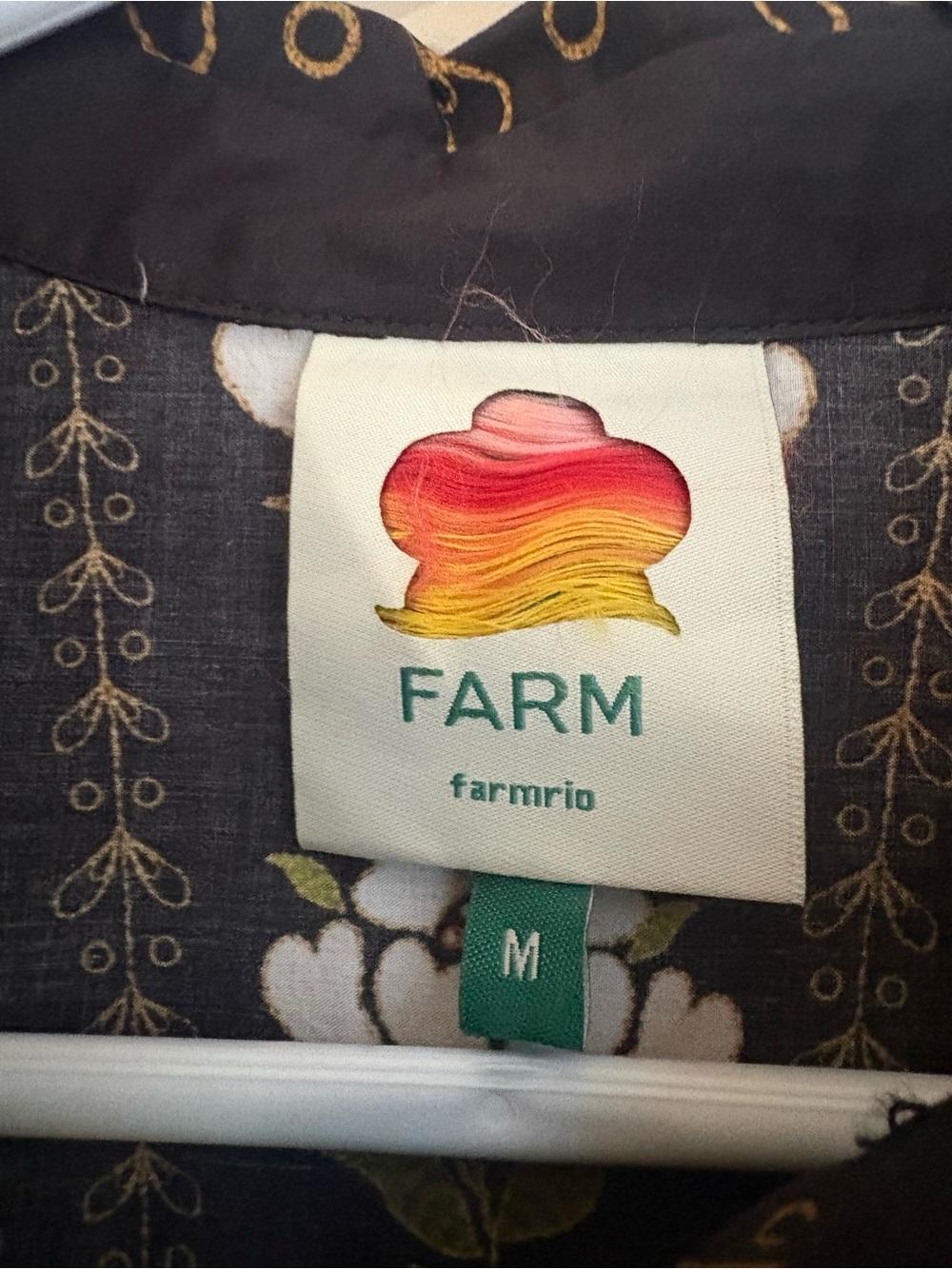 Farm Rio Black Embroidered Flowers Topstitching Long Sleeve size M - Picture 4 of 10